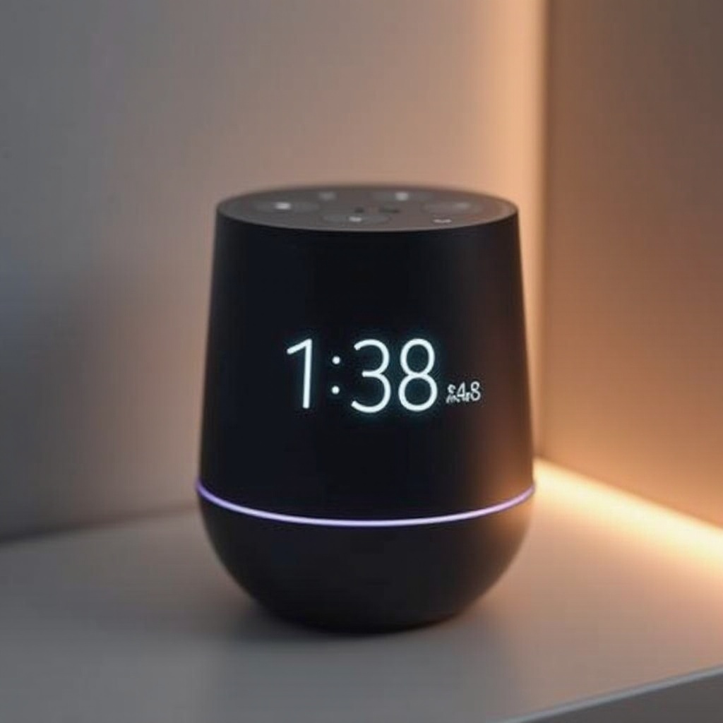 altavoz inteligente con reloj y alexa